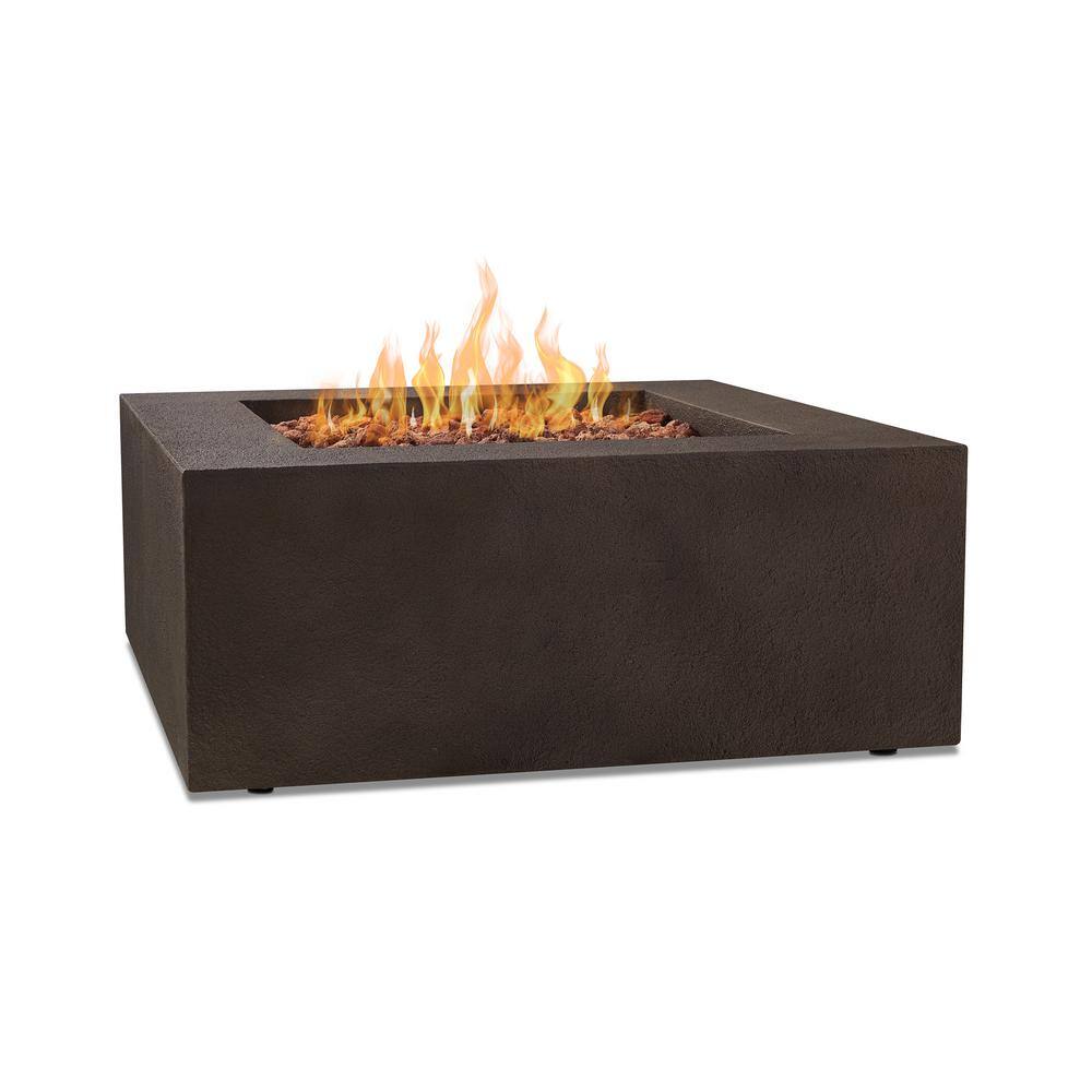 Real Flame Baltic 37 in. W X 16 in. H Square MGO Natural Gas Fire Table in Kodiak Brown with Burner Lid and Protective Cover 9720NG-KB