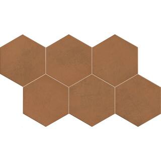 Marazzi Moroccan Concrete Terra Cotta 8 in. x 9 in. Glazed Porcelain Hexagon Floor and Wall Tile (9.37 sq. ft.Case) MC568HEX1P2