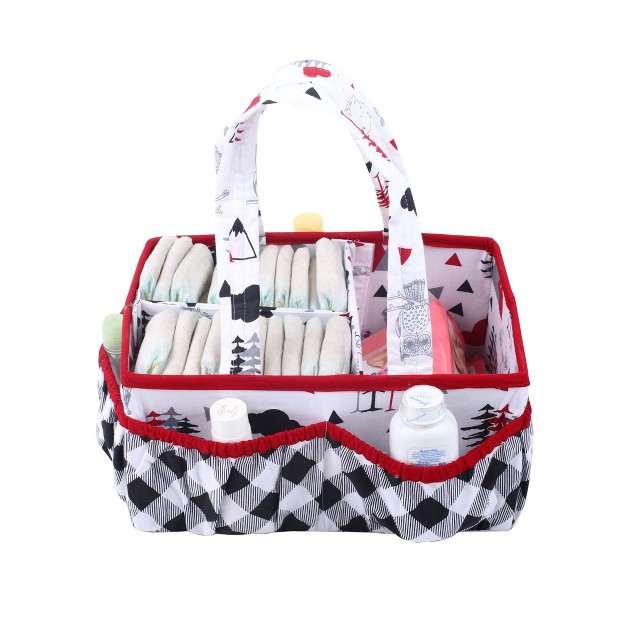 Bacati Lumberjack Red black gray Boys Cotton Nursery Storage Caddy