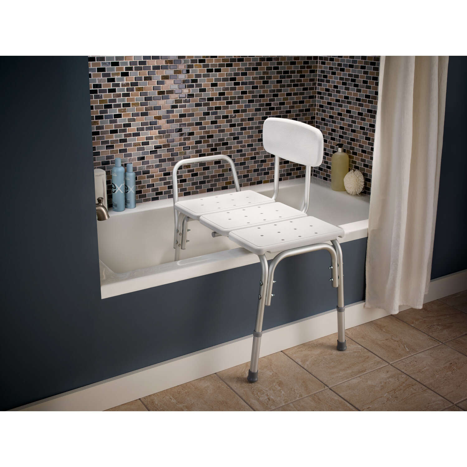 Delta White Tub Bench Plastic 34-1/4 in. H X 30.78 in. L