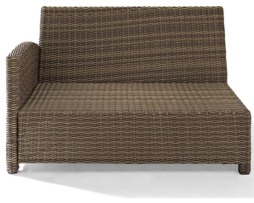 Crosley Bradenton Wicker Left Arm Patio Loveseat in Brown and Sand   Tropical   Outdoor Loveseats   by Homesquare  Houzz