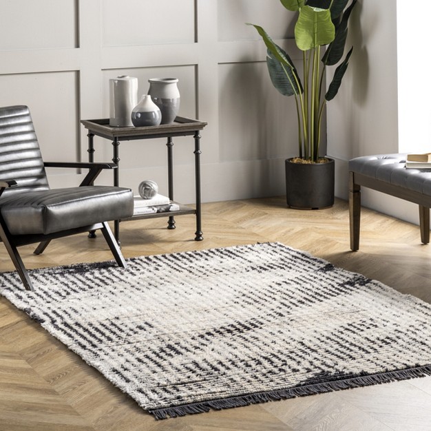 Nuloom Mandi Soft Shag Abstract Fringe Area Rug