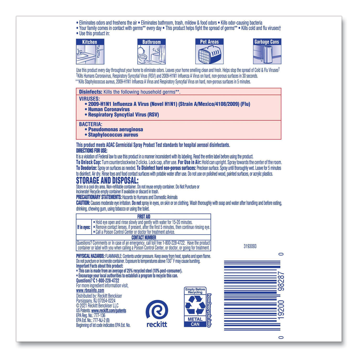 2 in 1 Disinfectant Spray III by LYSOLandreg; Neutra Airandreg; RAC98287CT