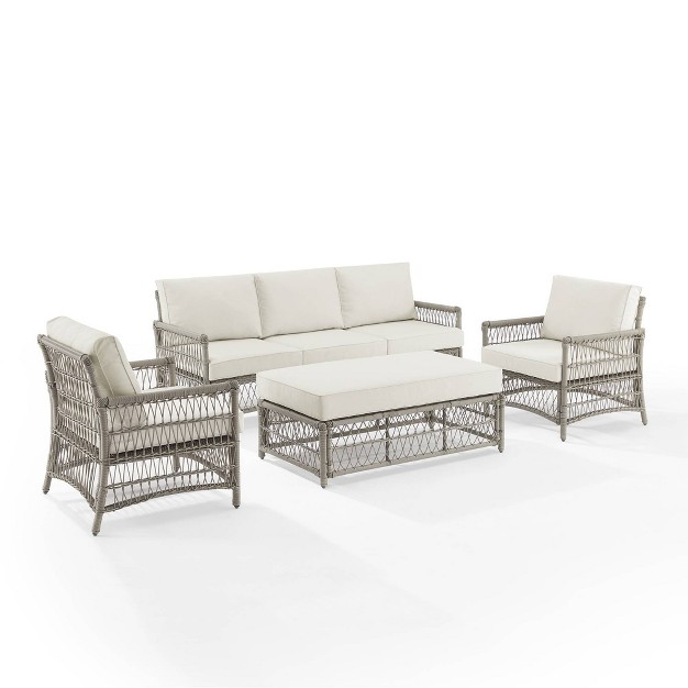 4pc Thatcher Outdoor Steel Conversation Set Creme driftwood Crosley