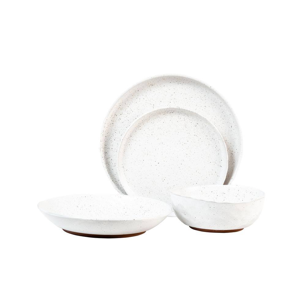 Sango Kaya 16-Piece Casual White Stone Dinnerware Set (Service for 4) 3736WH806BCS10