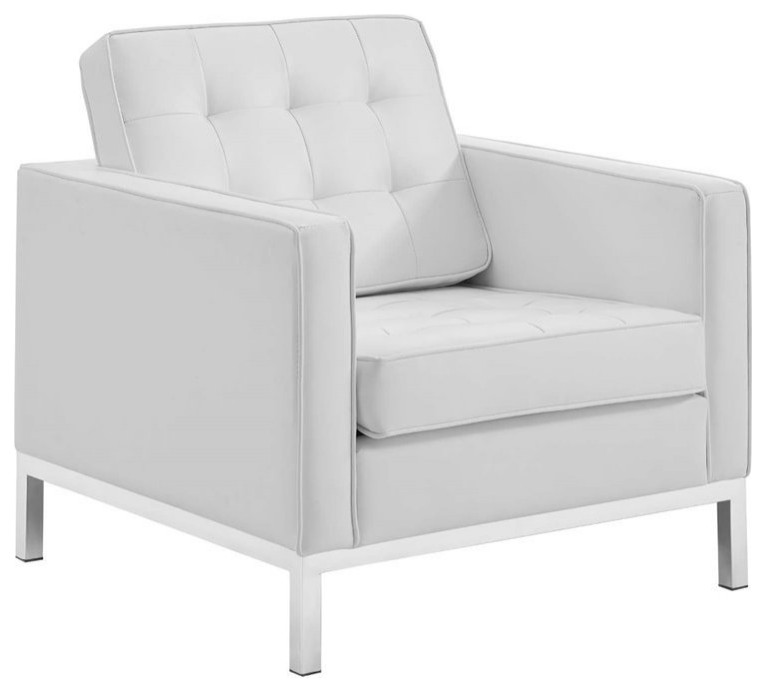 Modway Loft 2 Piece Modern Faux Leather Loveseat and Armchair Set in White   Contemporary   Living Room Furniture Sets   by Homesquare  Houzz