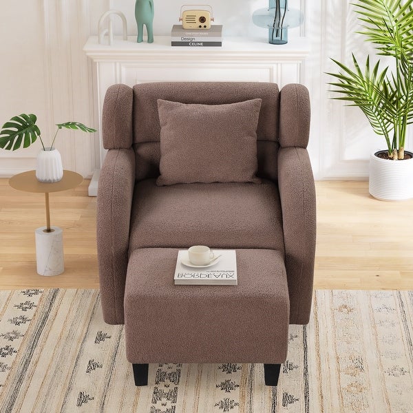 360 Degree Swivel Accent Chair and Ottoman Sets， Modern Swivel Lounge Barrel Chair， Teddy Short Plush Particle Velvet Armchair