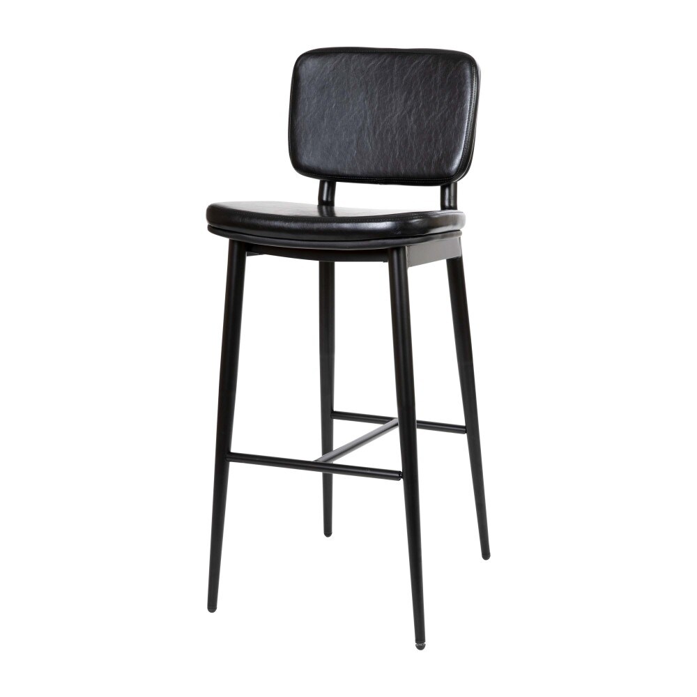 Set of 2 Upholstered Bar Stools with Metal Frames