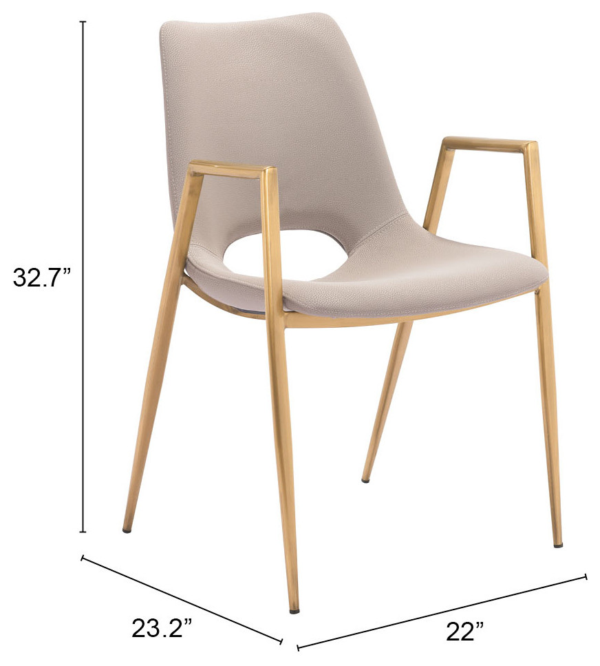 Desi Dining Chair  Set of 2 Beige/Gold   Midcentury   Dining Chairs   by Zuo Modern Contemporary  Houzz