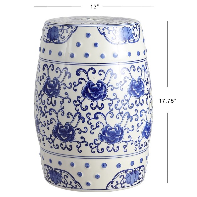 Chinoiserie Ceramic Drum Garden Stool Blue white