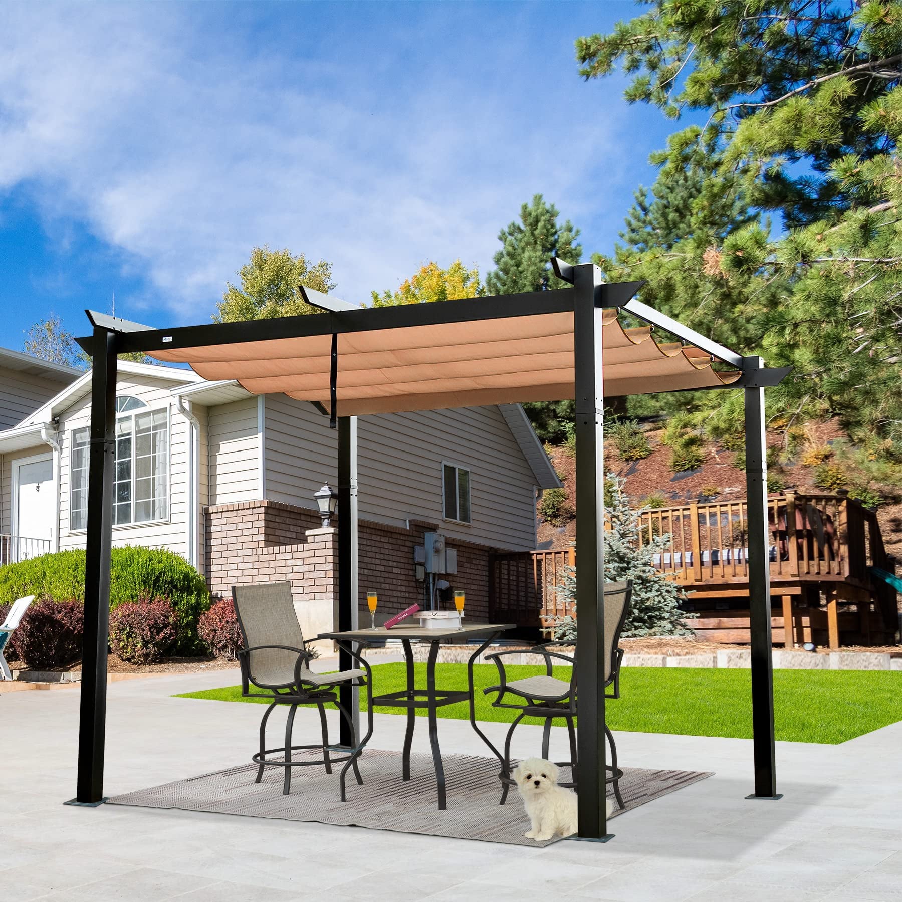 Mydepot Outdoor Living Made Easy: Retractable Pergola with Weather-Resistant Aluminum Canopy