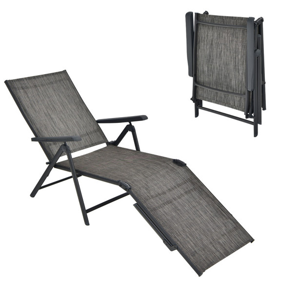 Costway 10856723 Patio Foldable Chaise Lounge Chai...