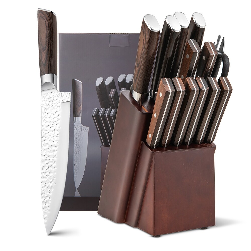 Costway Kitchen Knife Set 15pcs Stainless Steel Knife Block Set w/   See Details