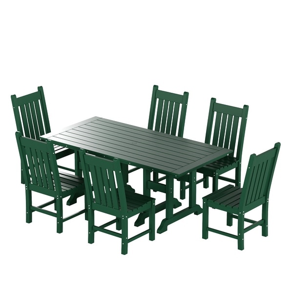 Polytrends Laguna Hdpe All Weather Outdoor Patio Dining Set with Rectangular Table，Armless Dining Chairs (7Piece Set)