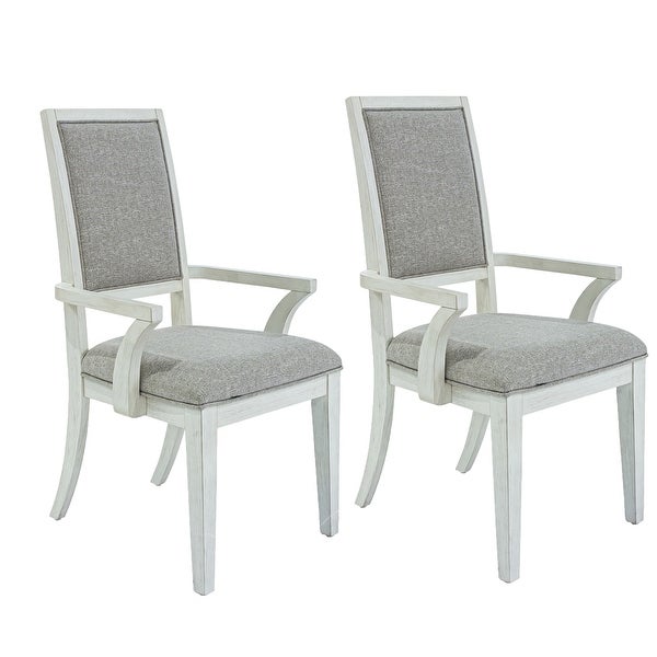 Mirage Wirebrushed White Uph Arm Chair- Set of 2 (Set of 2)