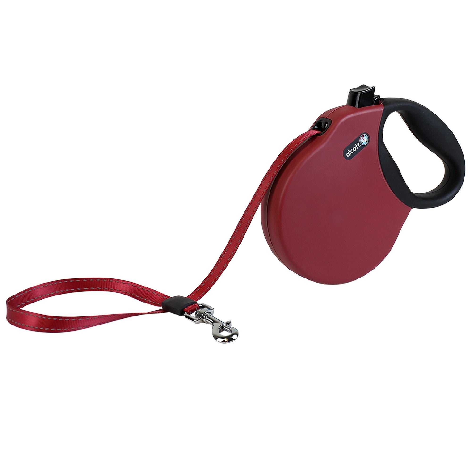 alcott Red Expedition Retractable Dog Leash for Dogs Up To 65 lbs.， 24 ft.