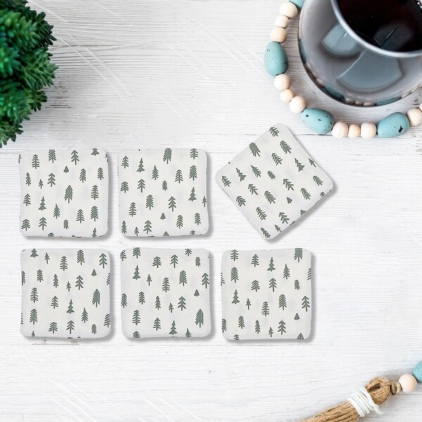 6 Pc Square Printed Coaster Tree