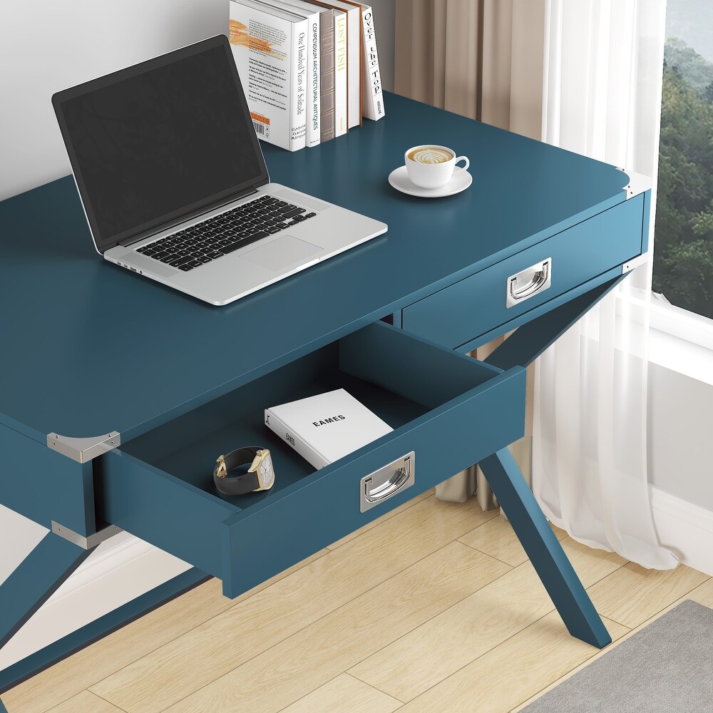 Computer Desk with Storage  Solid Wood Desk with Drawers  Modern Study Table for Home Office Small Writing