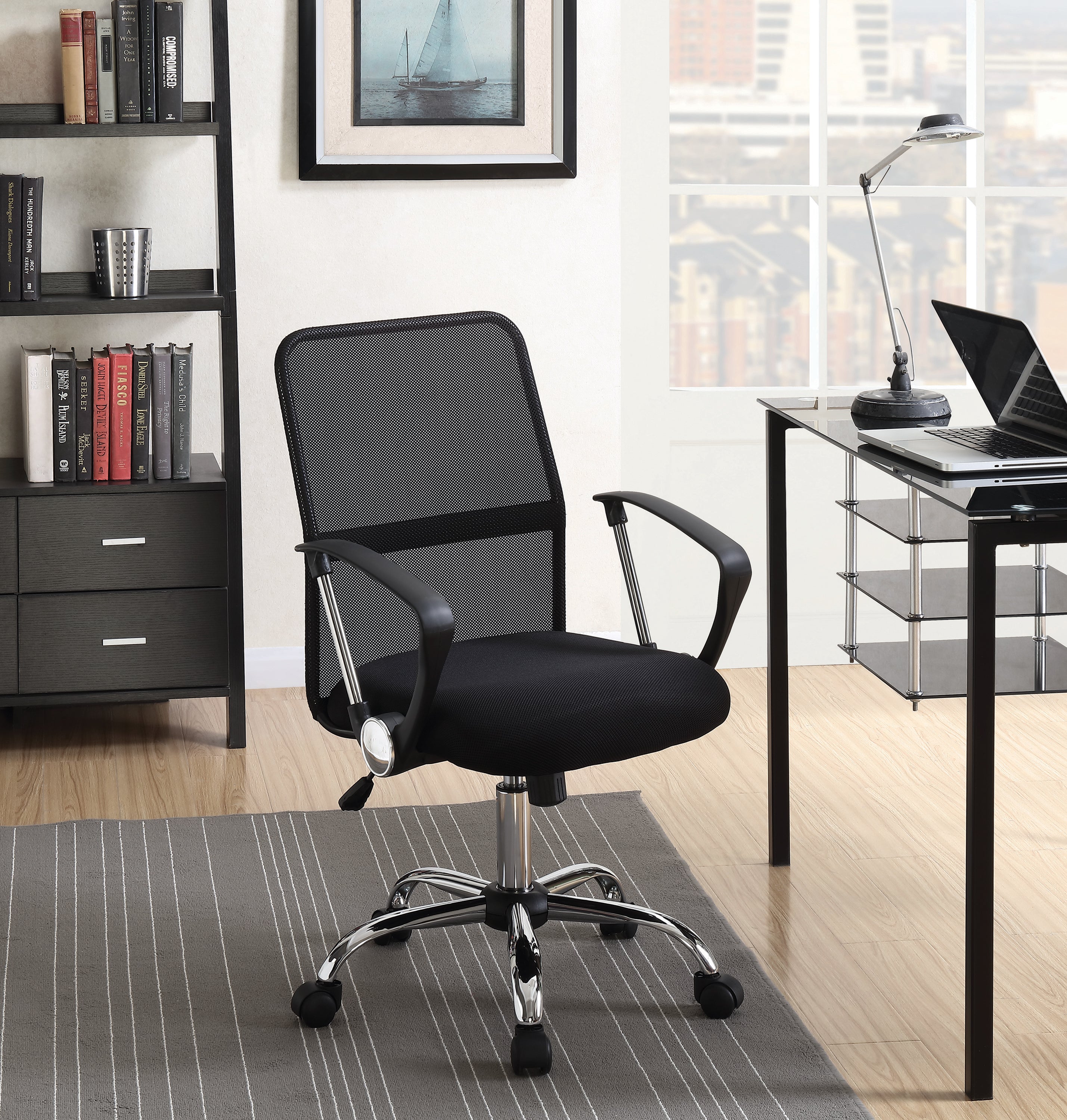 Gerta Upholstered Adjustable Mesh Office Desk Chair Black-801319