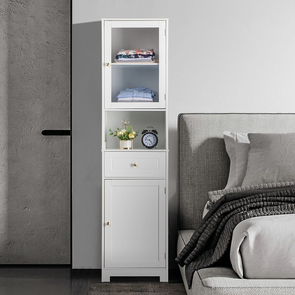 Multifunctional High Storage Cabinet with 2 Doors and 1 Drawer