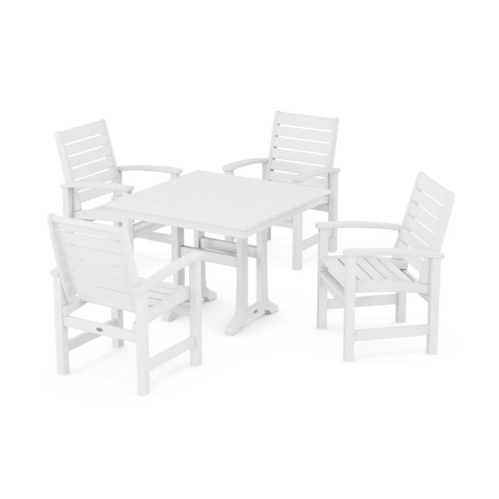 Polywood Signature 5-Piece Farmhouse Dining Set With Trestle Legs PWS954-1