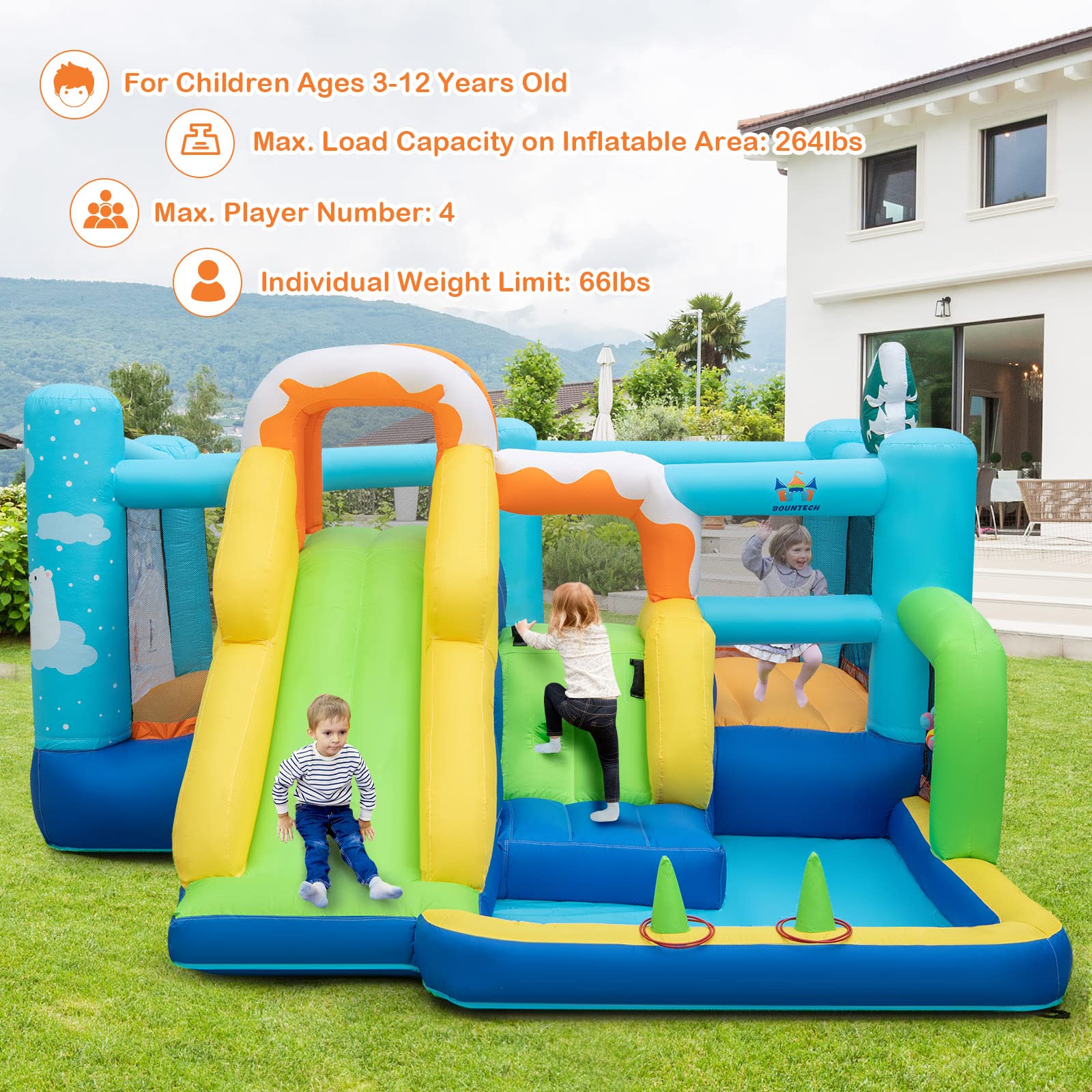 Costzon Inflatable Bounce House, 7-in-1 Bouncy House for Kids Indoor Outdoor Party with Jumping Area