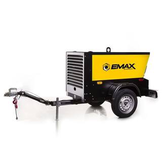 EMAX 115 CFM 125 psi Portable Diesel Driven Rotary Screw Towable Air Compressor with 24 HP Kubota Diesel Engine EDS115TR
