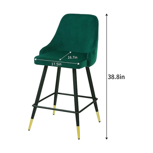 Set of 2 Modern Mid Back Barstools Dining Chairs Green - 19x39.2