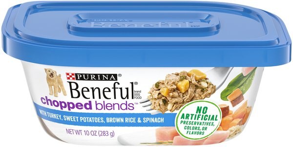 Purina Beneful Chopped Blends with Turkey， Sweet Potatoes， Brown Rice and Spinach Wet Dog Food