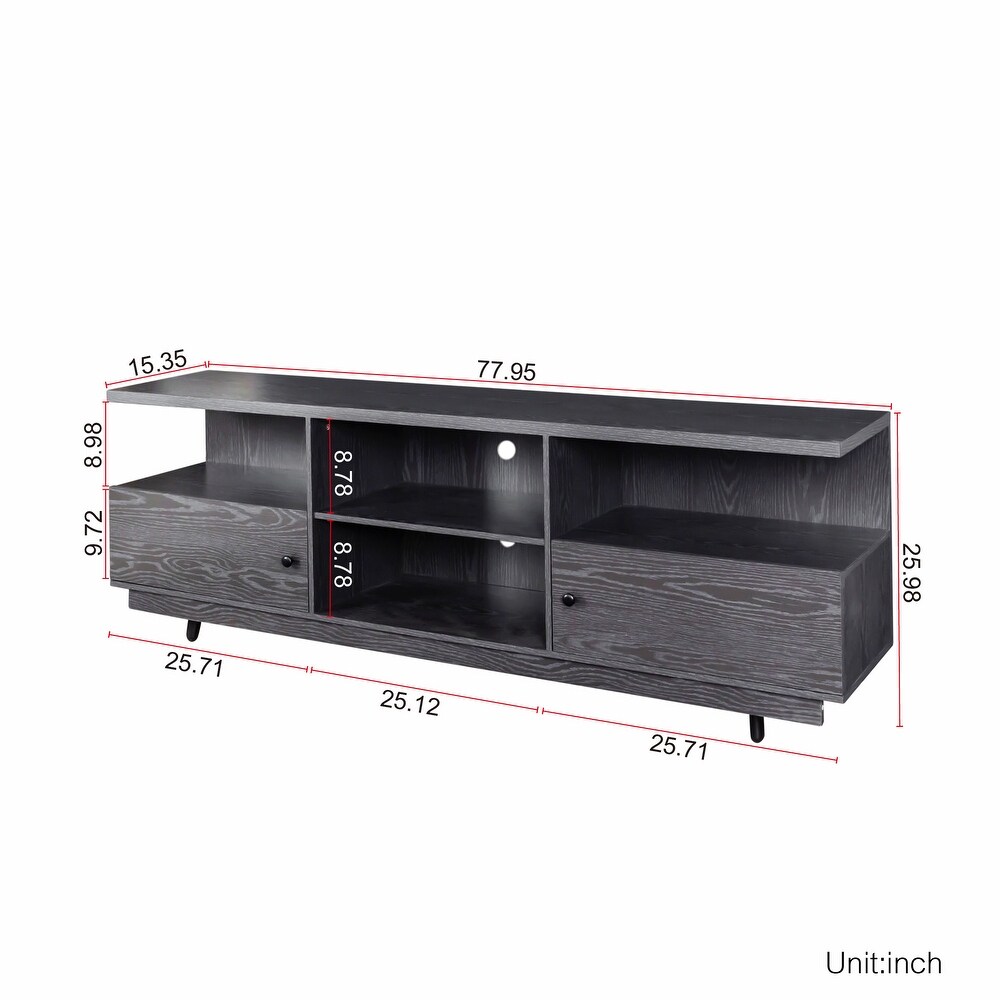 TV Stand Entertainment Centers Console Table with 2 Doors and 4 Open Shelves