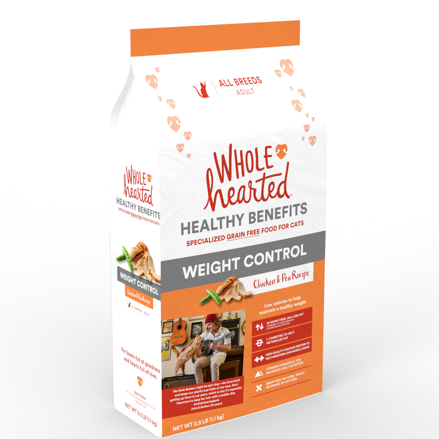 WholeHearted Grain-Free Weight Control Chicken and Pea Recipe Dry Cat Food， 5 lbs.