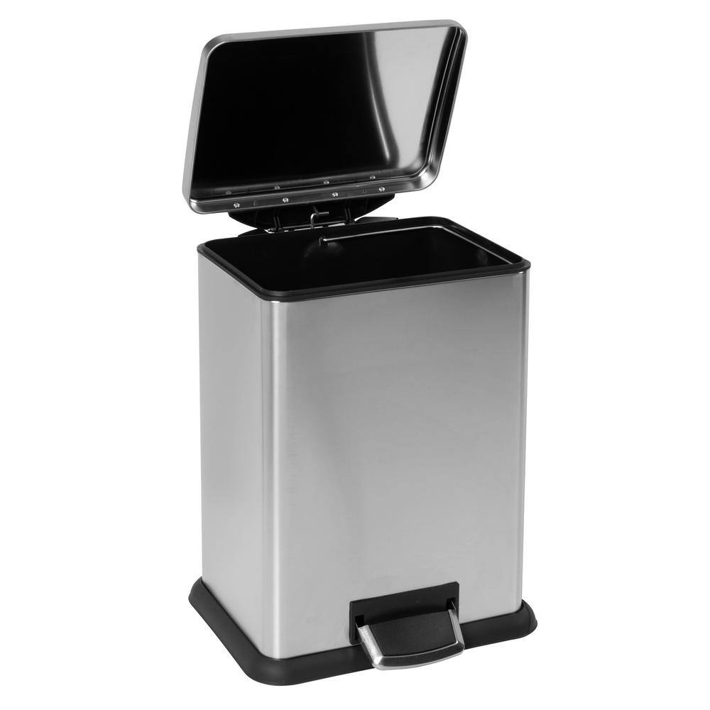 Honey-Can-Do 15.3 Gal. Silver Stainless Steel Wide Step Trash Can with Lid TRS-09336