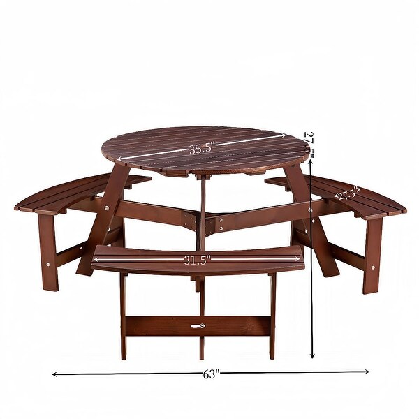 Outdoor round wooden picnic set with umbrella hole (6 persons/8 persons)