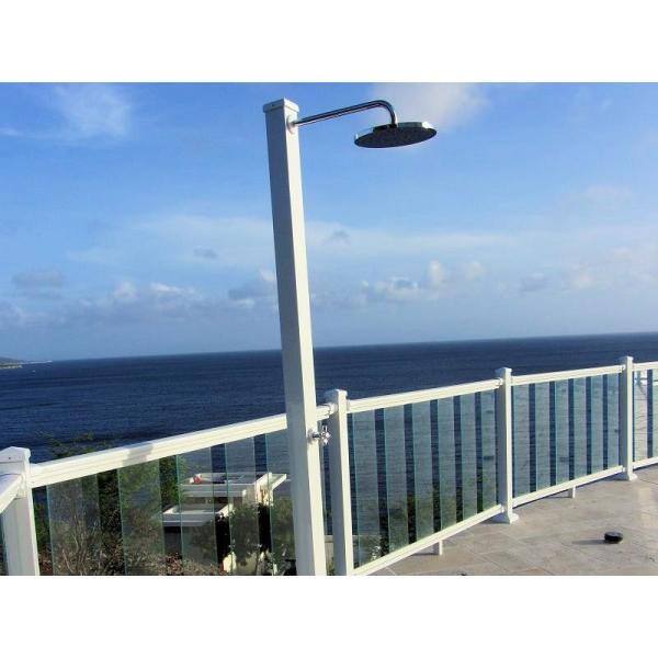 EZ Handrail 3 in. x 3 in. x 38 in. White Aluminum Post with Welded Base EZPRW-W