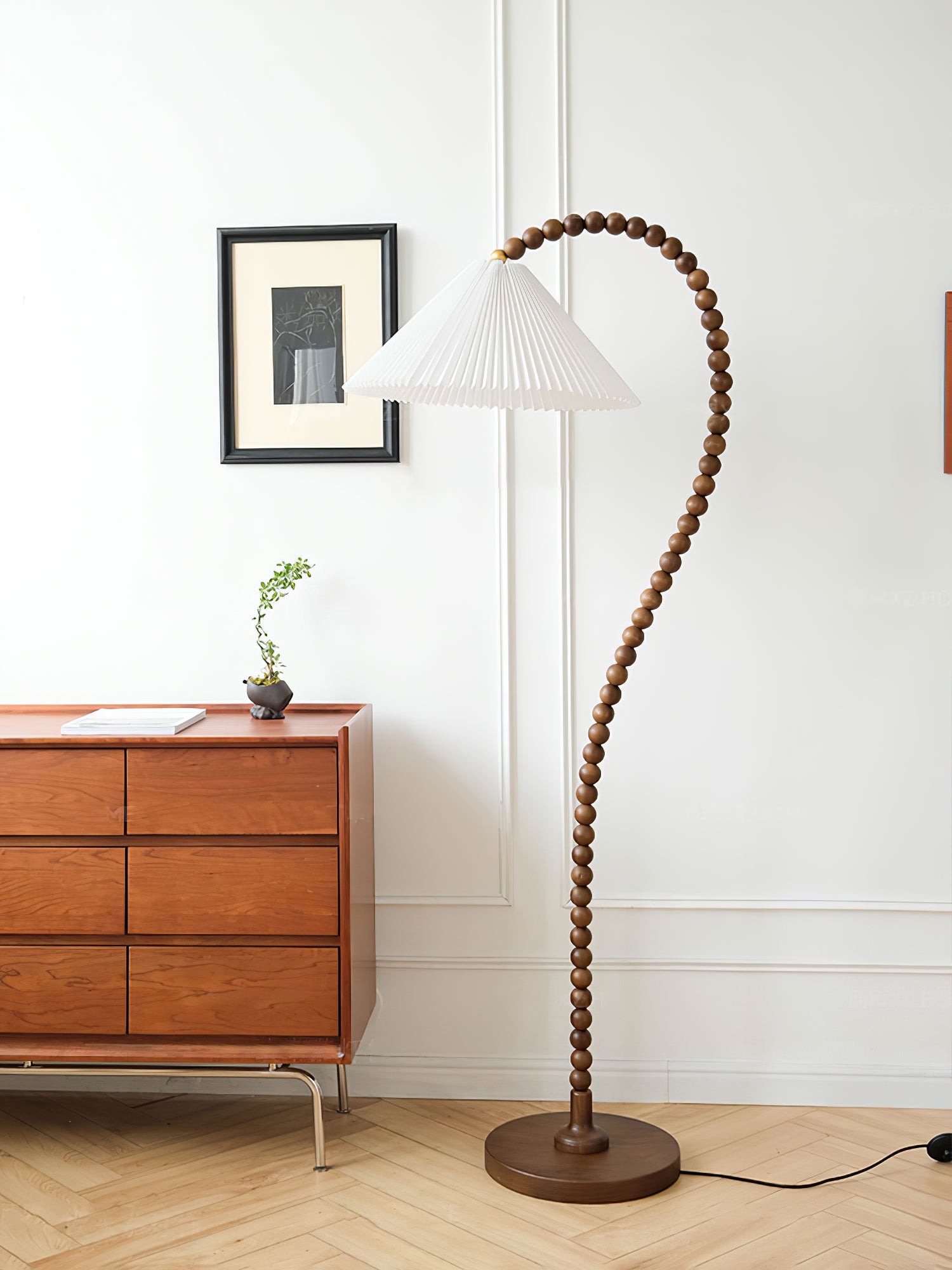 Wooden Bead Floor Lamp