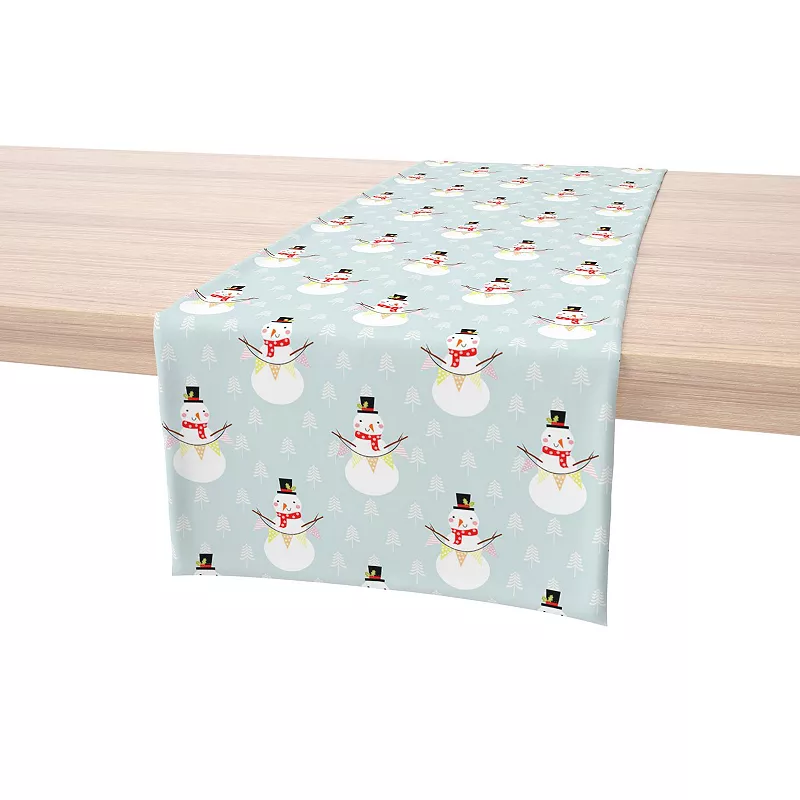 Table Runner， 100% Cotton， 16x90， Holiday Snowmen and Polar Bears