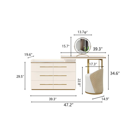 6 Drawer Dressing Table Set W1978S00034