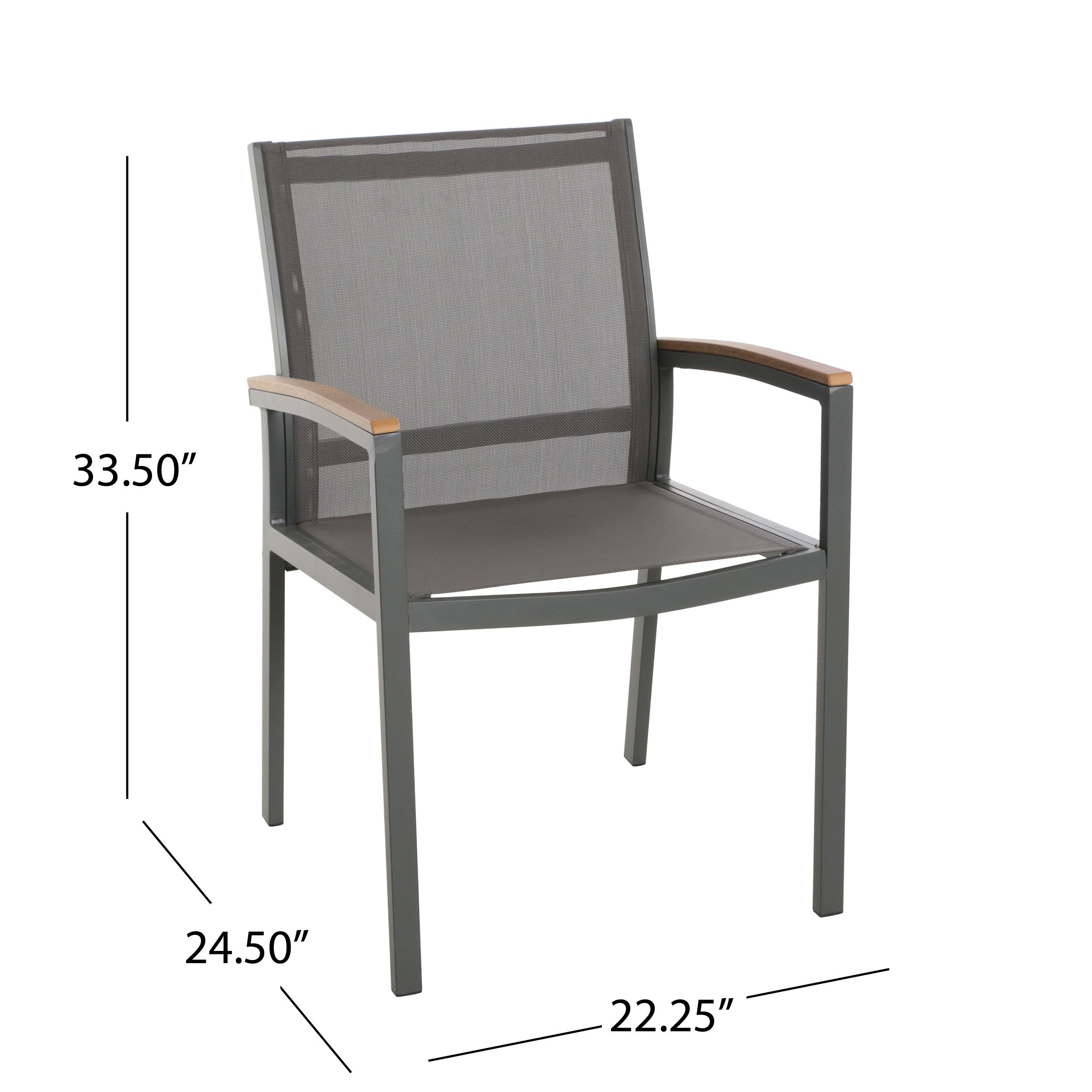 Huxley Outdoor Aluminum 7 Piece Dining Set with Wood Tabletop