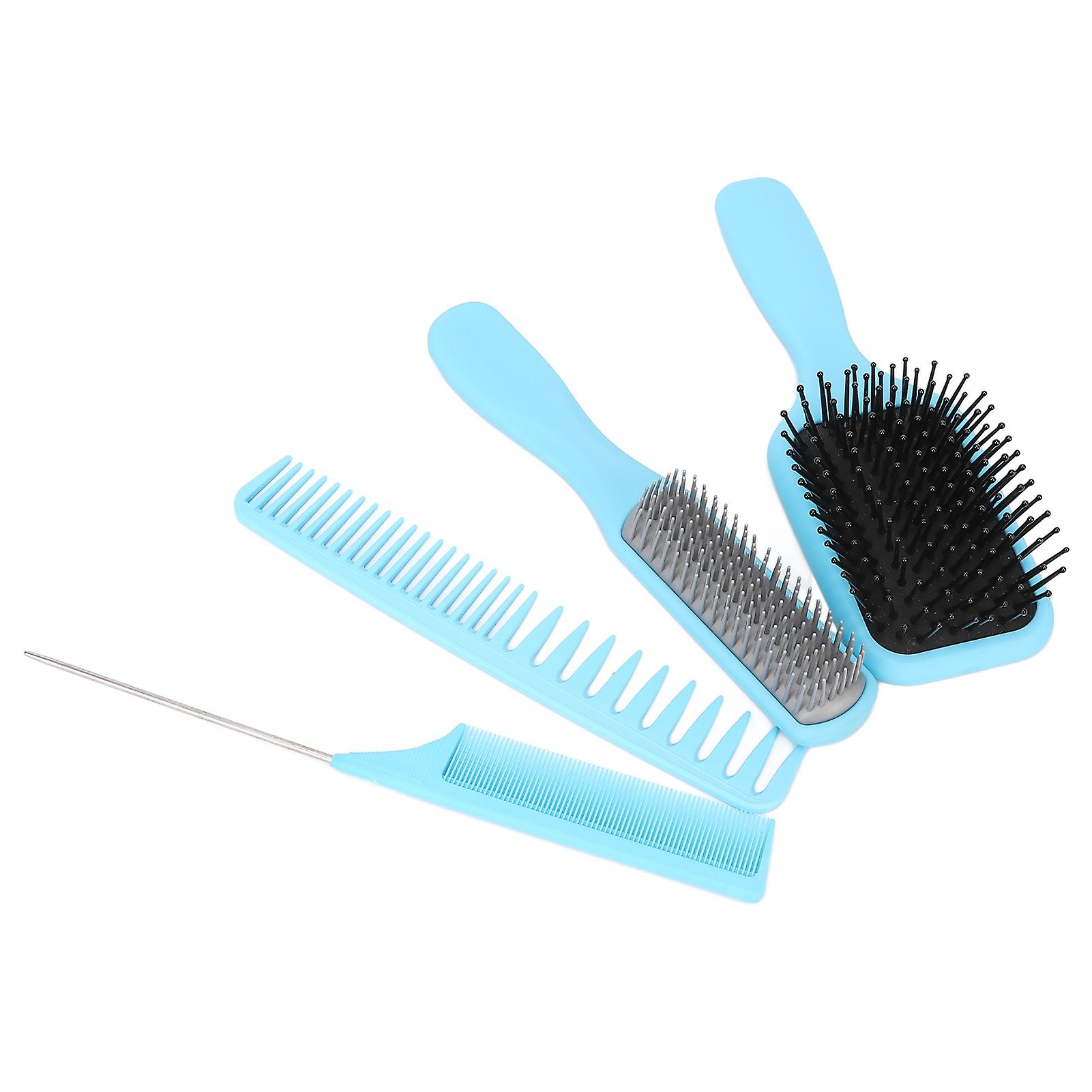 4pcs Hair Comb Set Blue Paddle Detangling Tail Brush For Long Thick Thin Curly Natural Hairblue 4pcs