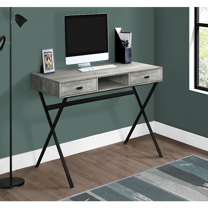 47.25 Charcoal Gray and Black Contemporary Rectangular Computer Desk