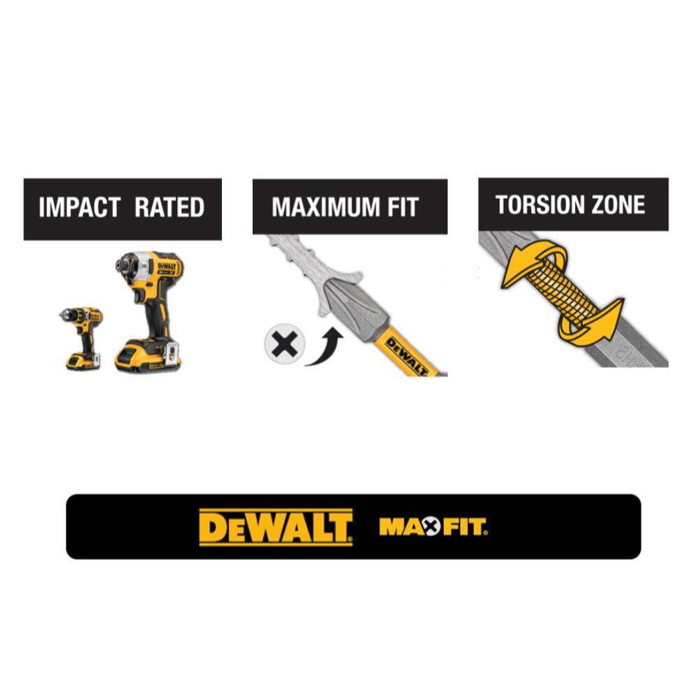 DW MAXFIT Impact Rated 2 in. #2 Philips Steel Screwdriver Drill Bit (2-Piece) DWA2PH2MF2