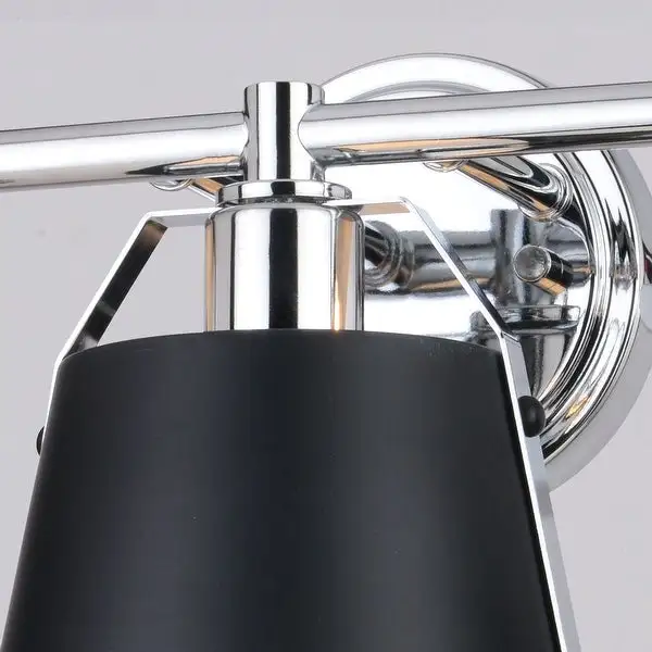 Barrington Black and Chrome Industrial Bathroom Vanity Light Fixture with Metal Shade