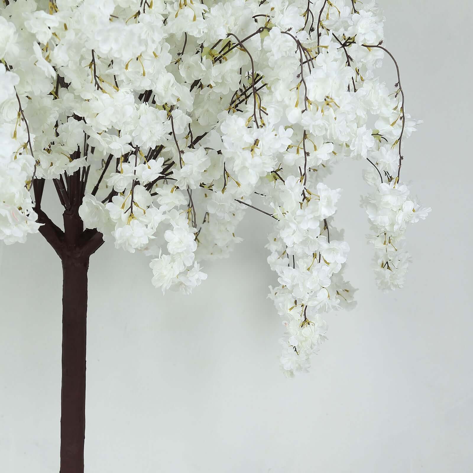 White Artificial Cherry Blossom Tree With Detachable Metal Base, Silk Sakura Flowers Wishing Tree Wedding Decor - 5ft