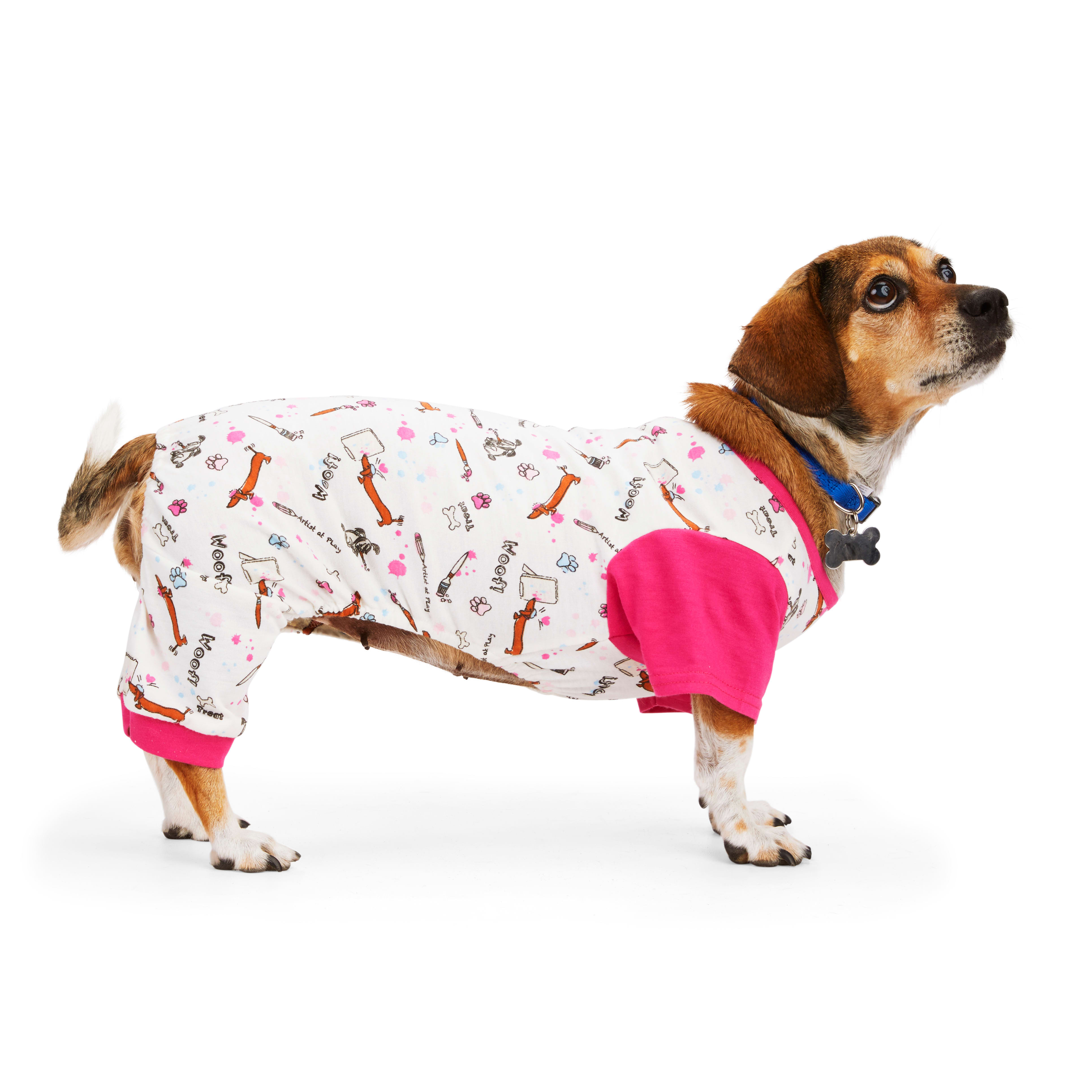 YOULY The Artist Pink Printed Dog Pajamas， 3X-Large