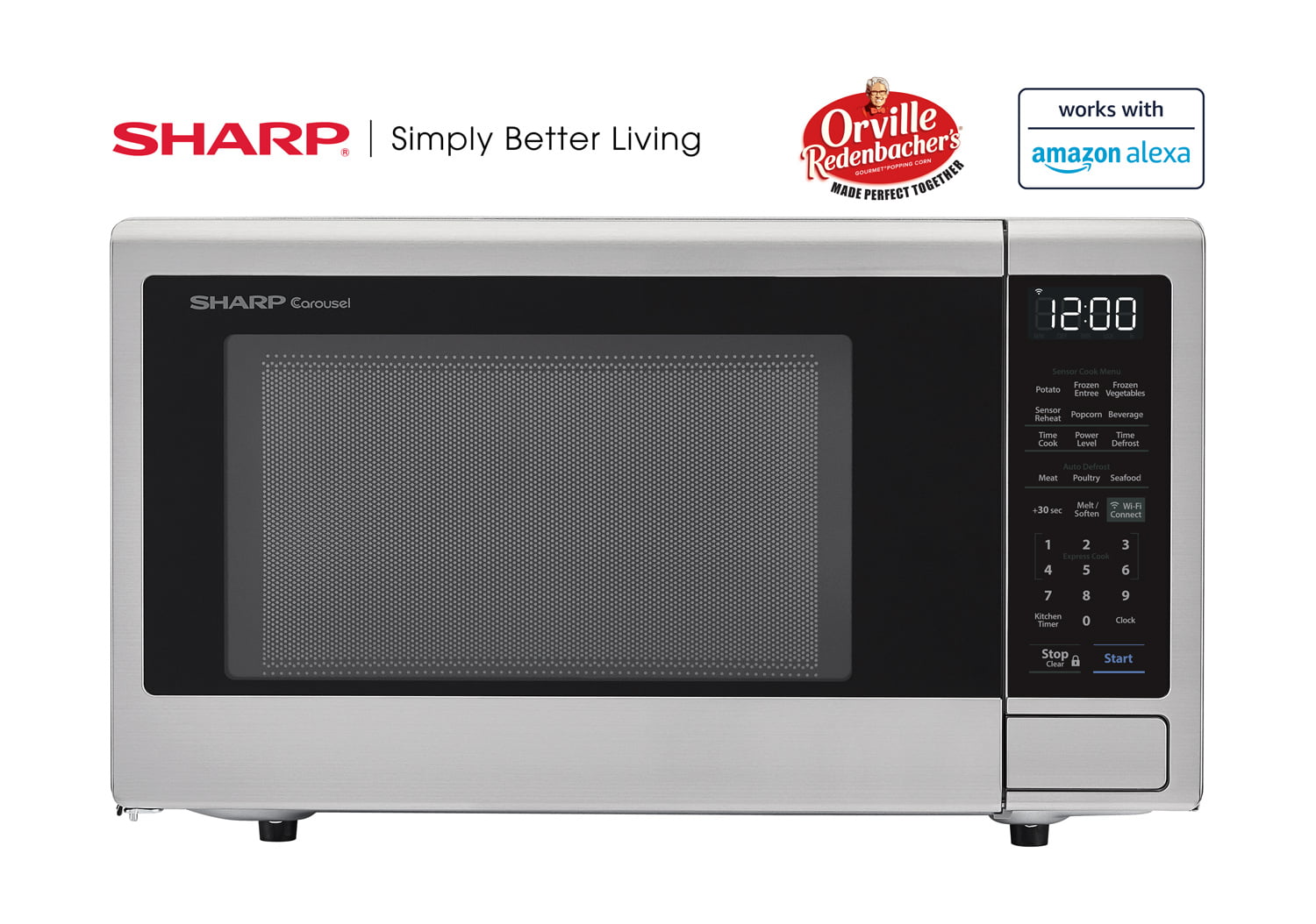 1.4 cu. ft. 1000W Sharp Stainless Steel Smart Carousel Countertop Microwave Oven (SMC1449FS)