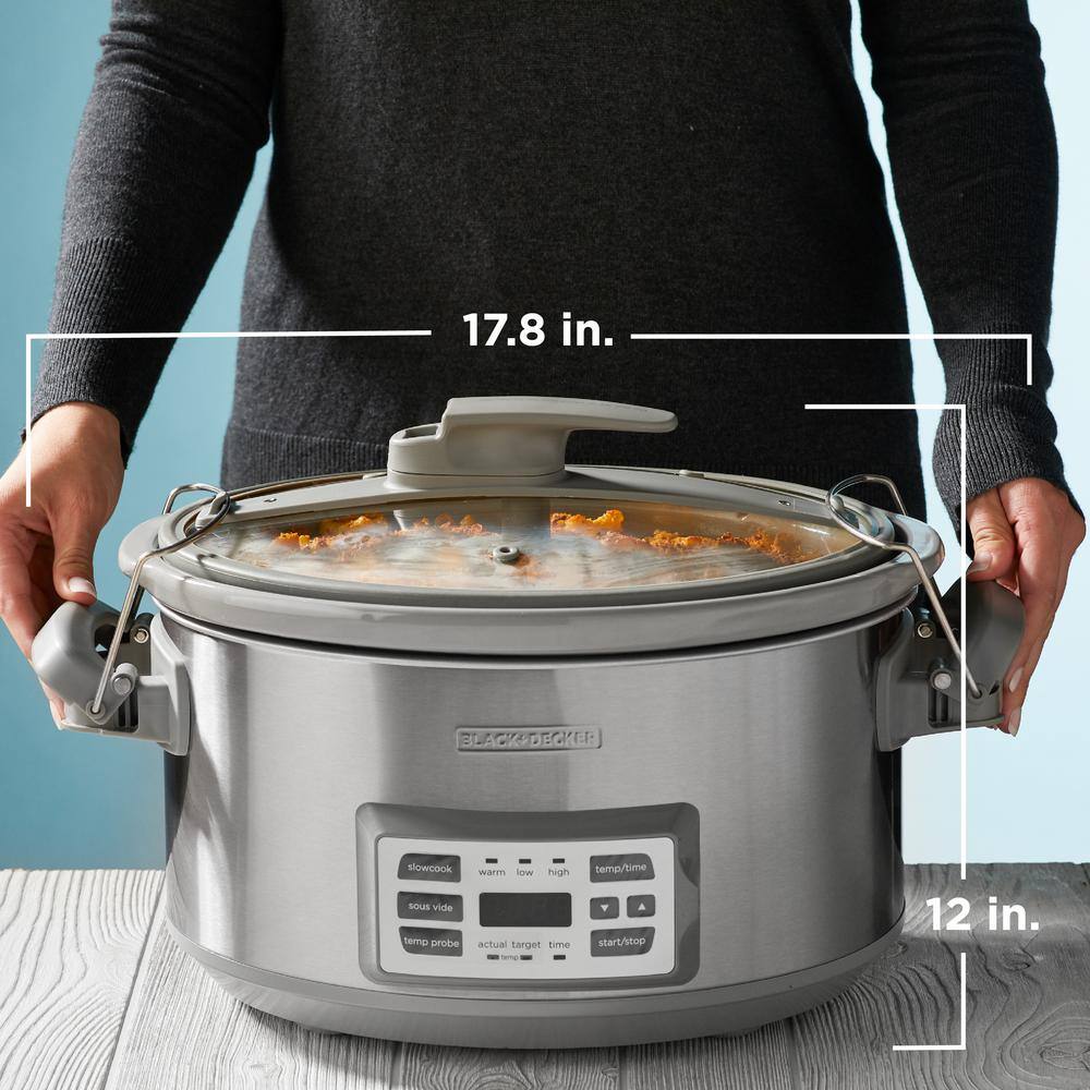 BLACK+DECKER 7 Qt. Stainless Steel Electric Slow Cooker with Temperature Probe and Precision Sous-Vide SCD7007SSD