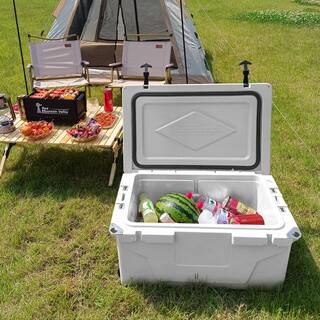 Tatayosi 18 .5 in. W x 29.5 in. L x 15.5 in. H White Portable Ice Box Cooler 65QT Outdoor Camping Beer Box Fishing Cooler P-DJ-106573