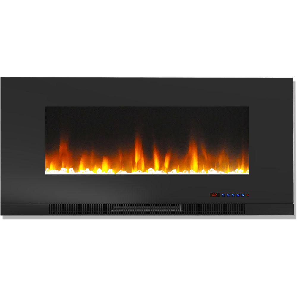 Cambridge 42 in. Wall-Mount Electric Fireplace in Black with Multi-Color Flames and Crystal Rock Display CAM42WMEF-1BLK