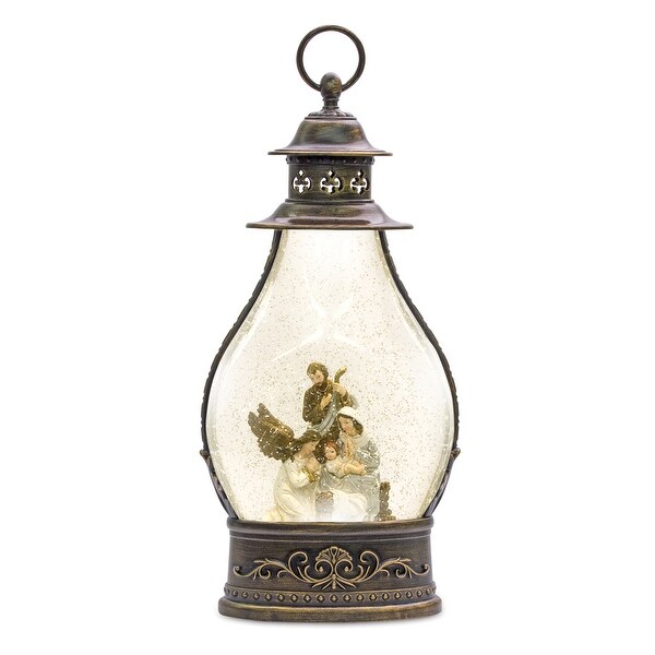 Snow Globe Lantern w/Holy Family 15.5H Plastic 6 Hr Timer 3 AA Batteries，Not Included or USB Cord Included