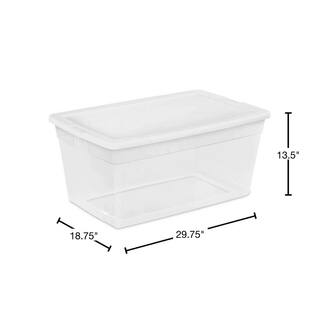 Sterilite 90-Quart Storage Box with Clear Base and White Lid (8 Pack) 16668004 8 x 16668004